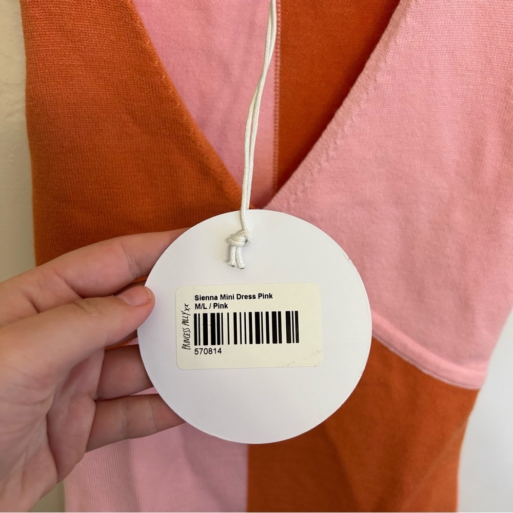 NWT Princess Polly Sienna Colorblock Knit Mini Dress Pink Orange Plunge Size M/L - Picture 5 of 10